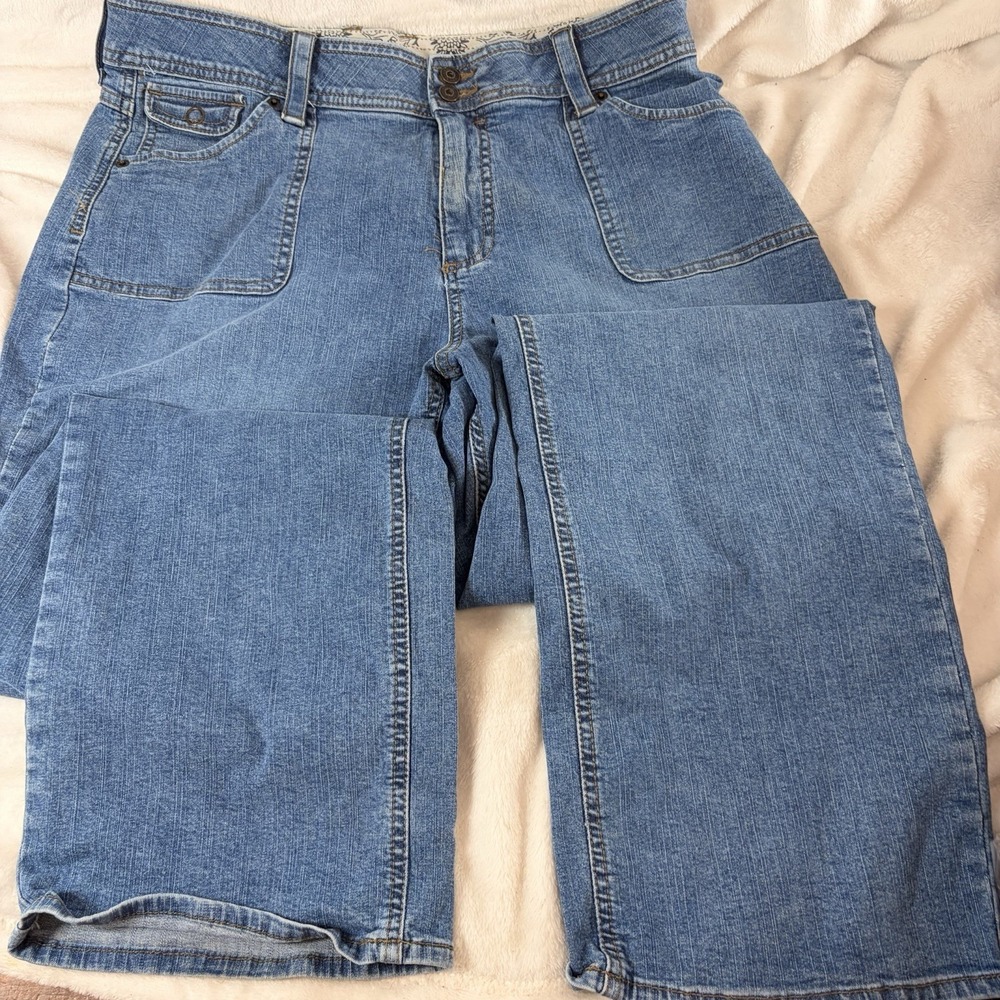 Lee Vintage Style Patch‎ Pocket Wide Leg Jeans Medium Wash 16/32 Barrel Leg Look